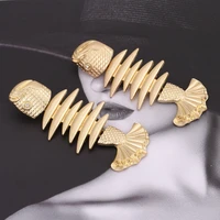 fashion metal stitching gold color fishbone earrings womens classic vintage dangle earrings banquet jewelry accessories