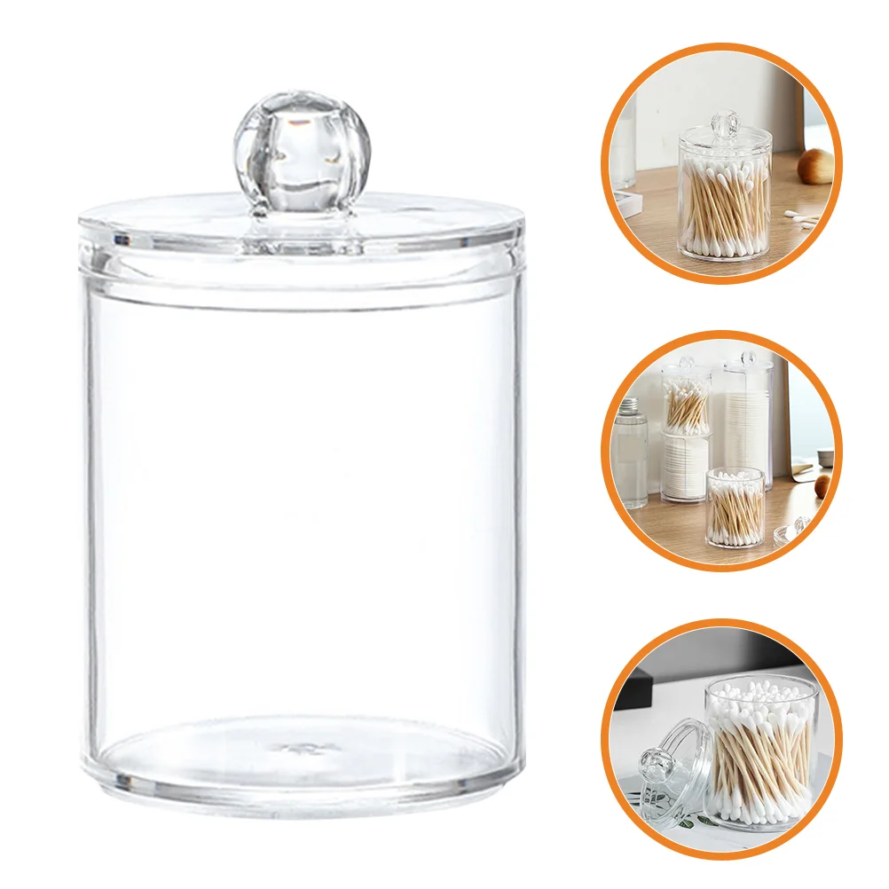 

Cotton Holder Organizerjar Dispenser Apothecary Jars Pad Storage Qtip Round Floss Lids Makeupplastic Spongeswab Container