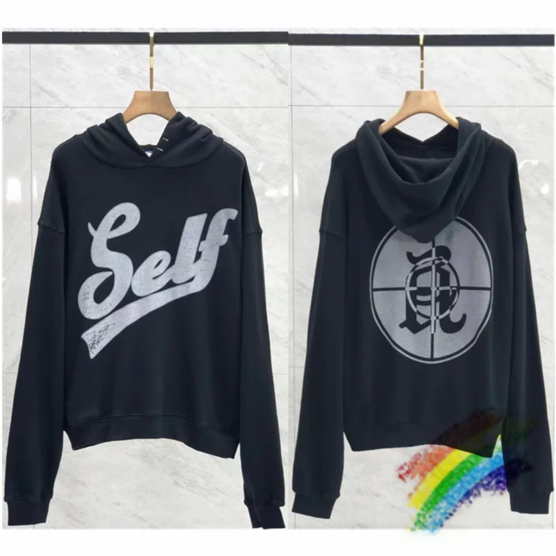 

Askyurself V11 SELF Cracked Target Distressed Hoodie Men Women ASK Pullover Oversized Sweatshirts
