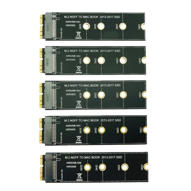 

5Pcs NVME M2 SSD Adapter Convert Card For Air Pro Retina 2013-2017 NVME/AHCI SSD Upgrade Kit For A1465 A1466