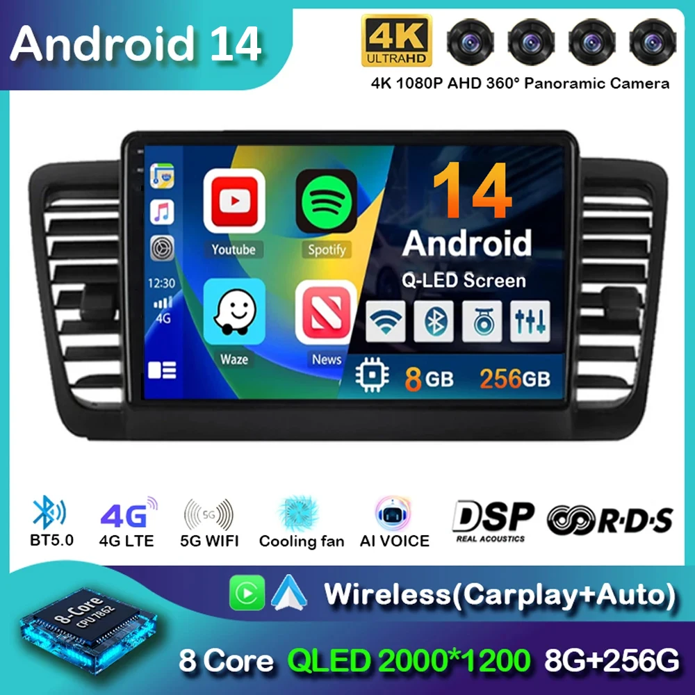 Автомобильное стерео Android 14 для Subaru Outback 3 Legacy 4 2003-2009 мультимедийный видеоплеер