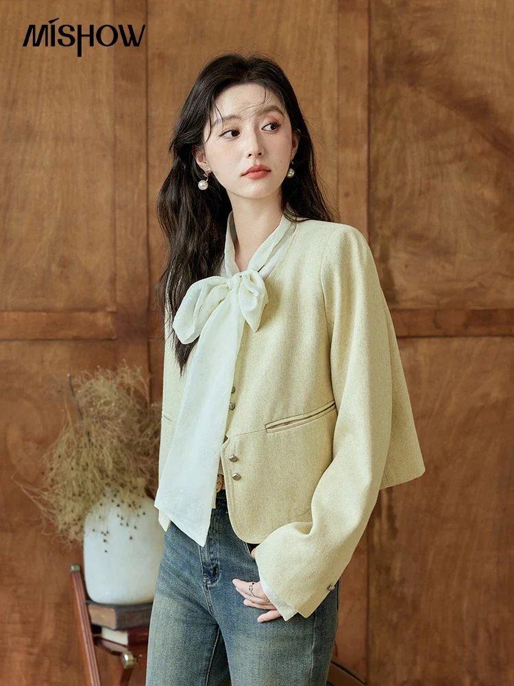 Блузка с бантом и длинным рукавом MXD41C0312