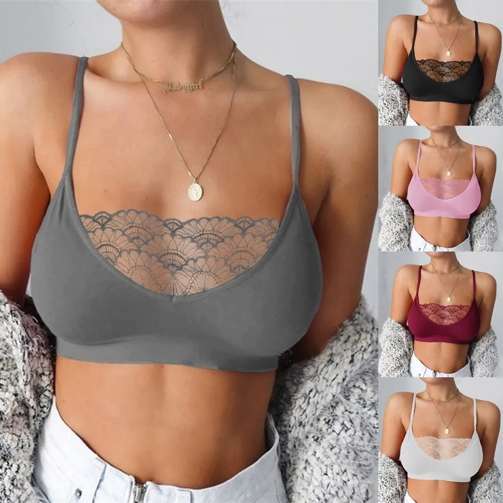 

5 Colors 2022 Sexy Women Elastic Cage Bra Lace Camisole Tank Tops Bra Bustier Temptation Charming Fashion Lingerie Fast Shipping