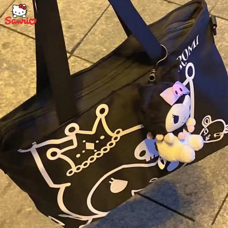 

Симпатичная Холщовая Сумка Sanrio Kuromi аниме мультяшная сумка женская Большая вместительная сумка через плечо Студенческая универсальная сумка-тоут подарок для девушки
