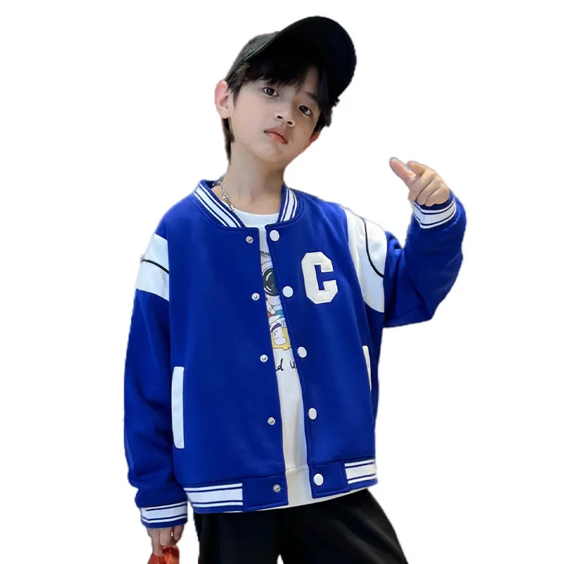 Купи Autumn Kids Boys Outerwear Blue Black Orange Color Baseball Jackets for Teen Children Clothing 4 5 6 7 8 9 10 11 12 13 Years Old за 935 рублей в магазине AliExpress