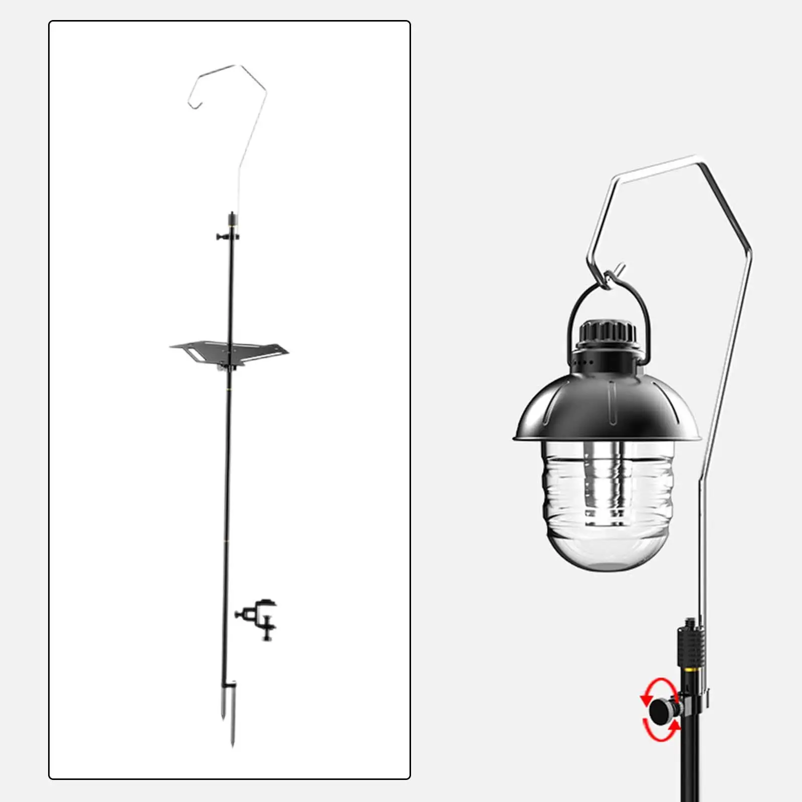 

Lightweight Outdoor Camping Lamp Pole with Tray Backpacking Foldable Rod