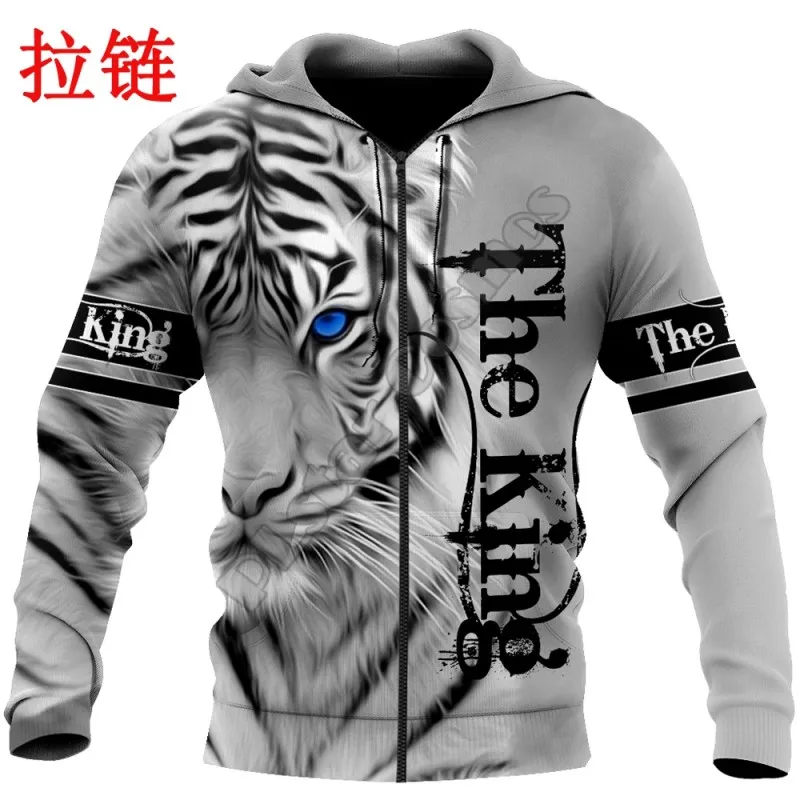 

Толстовка унисекс с 3D-принтом «король» и «Тигр», повседневная мужская куртка, спортивная одежда, пуловер на молнии для кемпинга