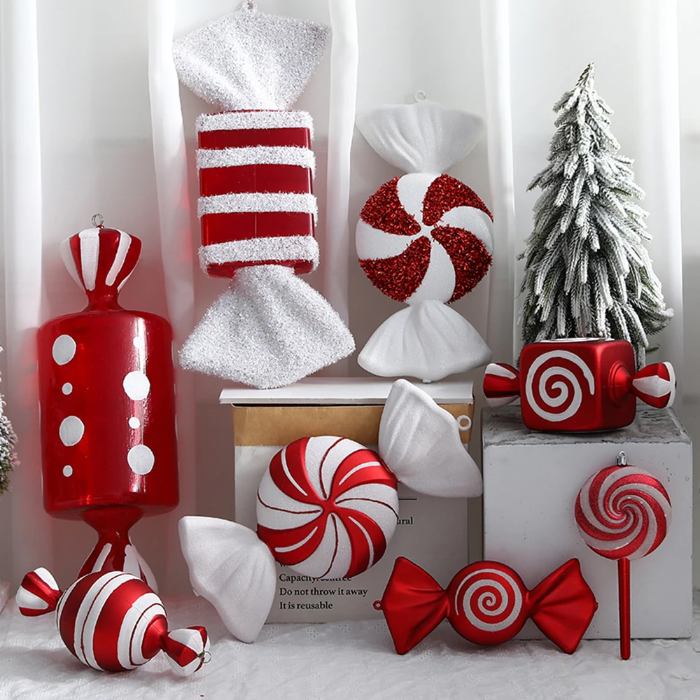

2pcs Oversize Red white Candy Cane Christmas Tree Decorations for Home 2023 Christmas Ornament Xmas Navidad Gifts New Year 2024