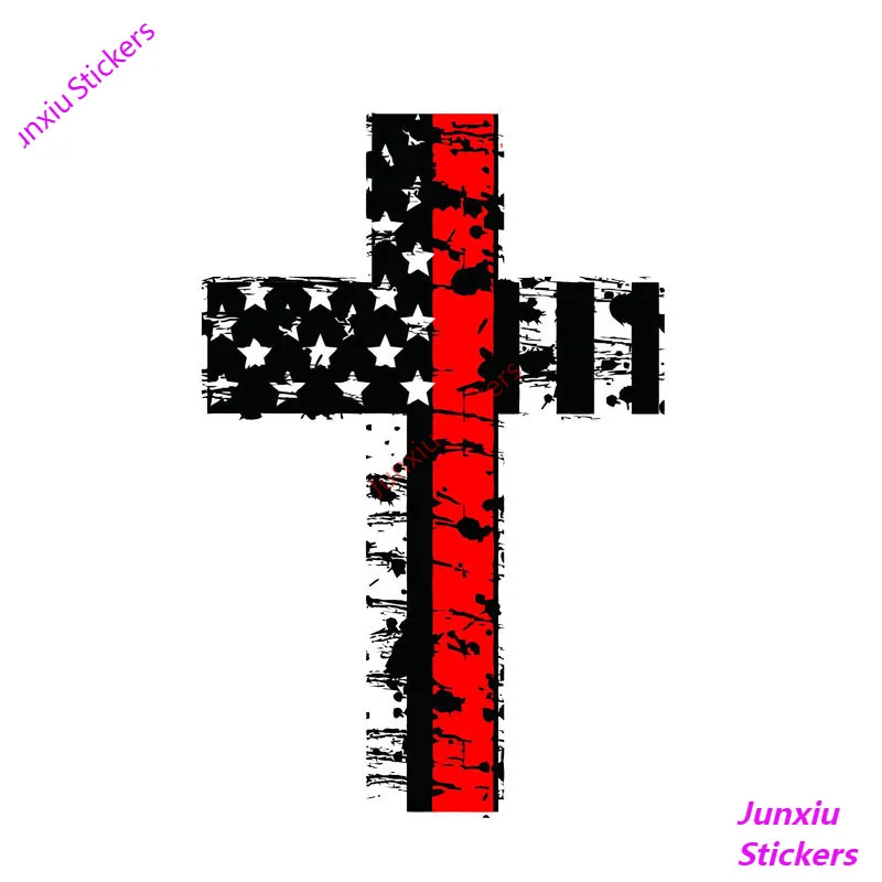 

Waterproof Cross Americian Flag Firefighter Color Car-Sticker Decals for Bumper Window Auto Accessories Interior KK15*10cm