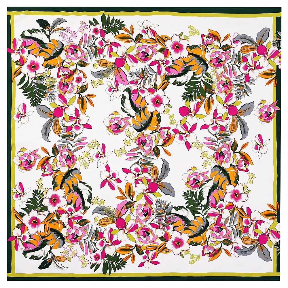 Роскошный брендовый женский шарф евро 2024 платок с цветочным принтом изысканный