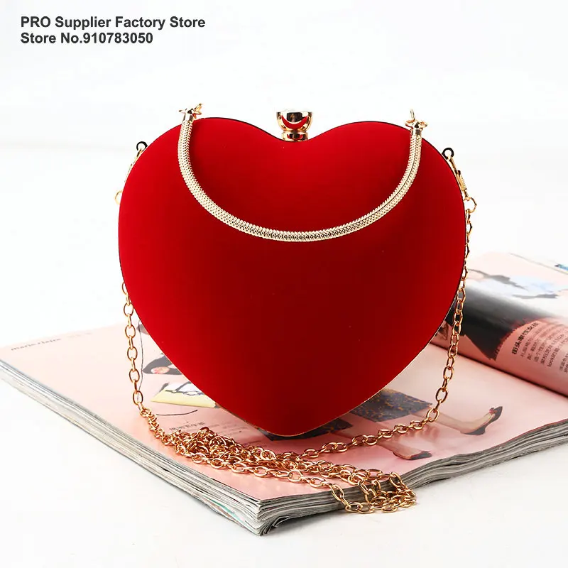 

Valentine Bridal Wedding Heart Shape Purse Dinner Banquet Clutch Ladies Handbag Girls Evening Bag Party Bags For Women Luxury