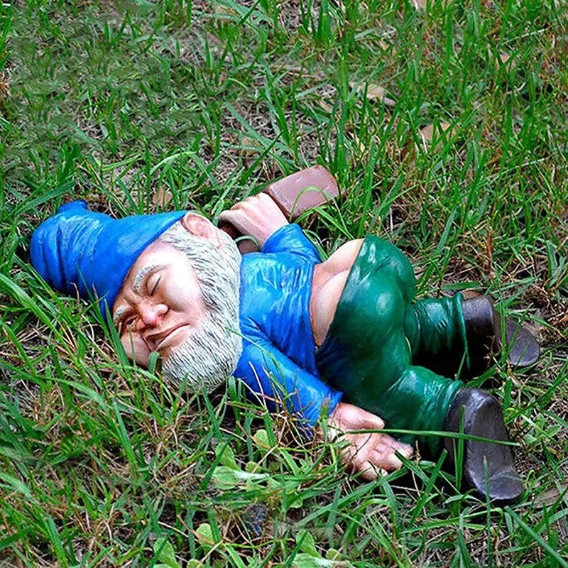 

Mini Funny Drunk Gnome Garden Dwarf Creative Miniatures Drunk Dwarf Garden Statue Unique Resin Crafts Bonsai Decor Accessories