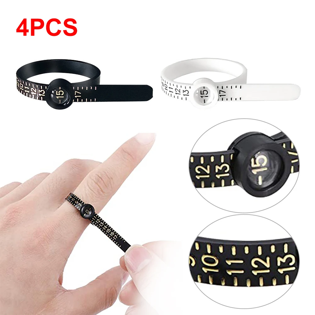 

4Pcs Ring Sizer Circle Measuring Tool with Magnifier US Finger Size Gauge Jewelry Accessories Tool