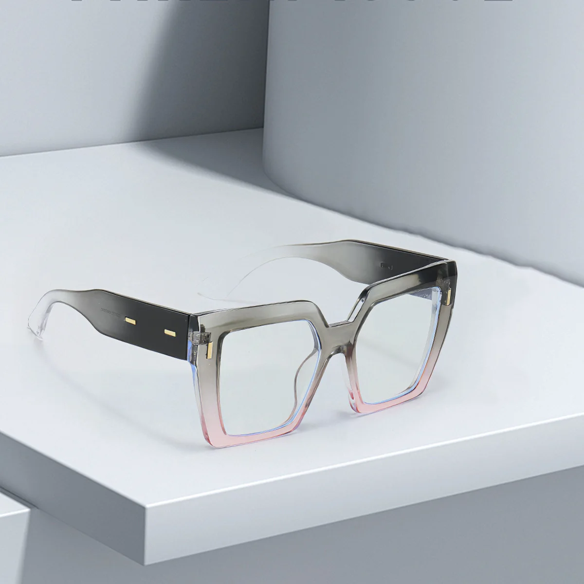 Простые очки с блокировкой синего света. Черные квадратной формы. Синяя линия и