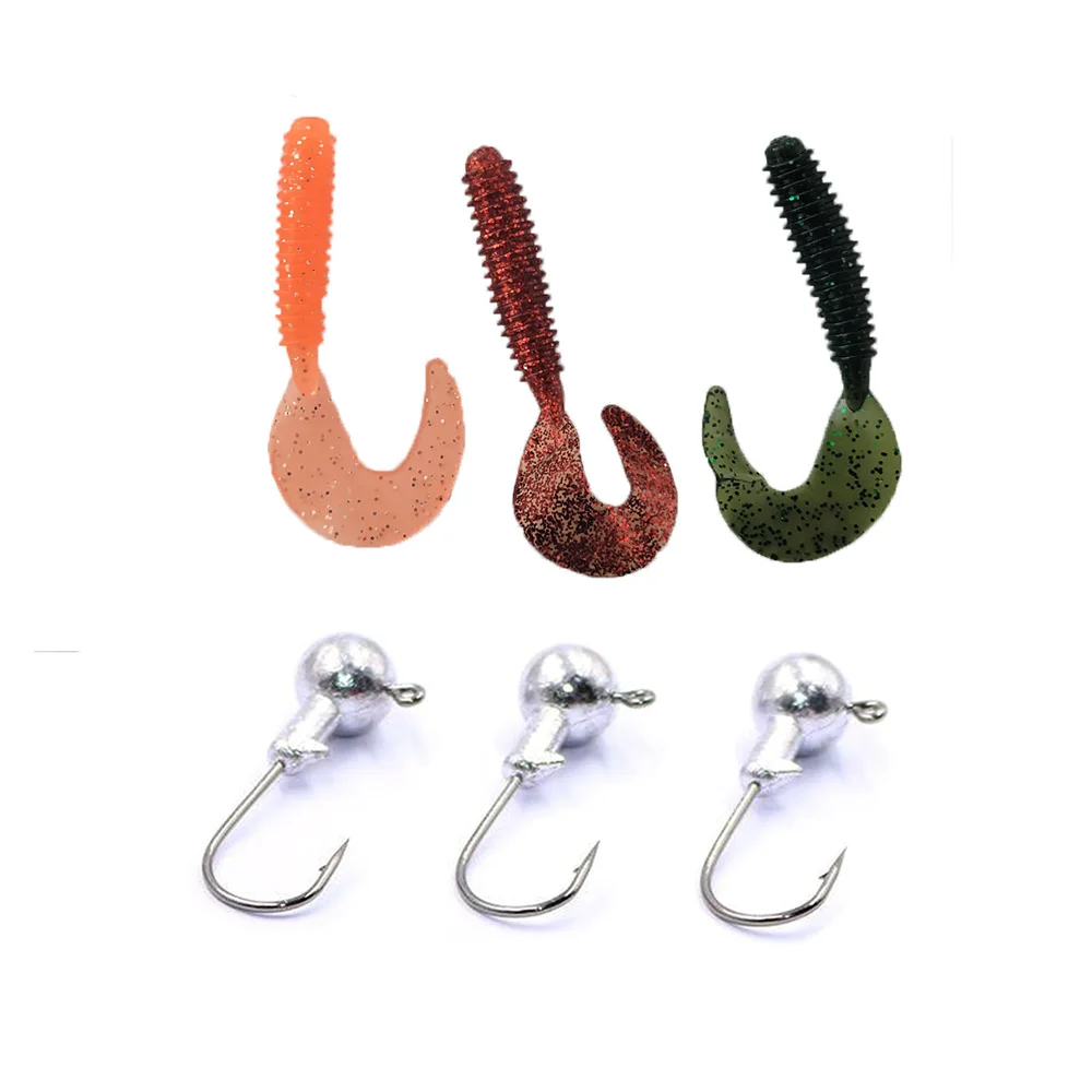 

Soft Fishing Lure Lead Jig Head Hook Grub Worm Soft Fishing Baits Shads Silicone Artificial Bait Fishing Tackle Pesca