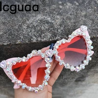 2022 vintage sexy crystal heart sunglasses for women new luxury brand diamond sun glasses ladies retro hip hop cool eyewear