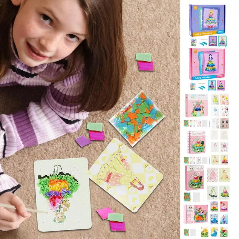 

Travel Pocket Watercolor Kit Princess Dress-up Book Set Poke Art Kits Hand-Made DIY Poke Kids Activity Book Preschool Paper Art
