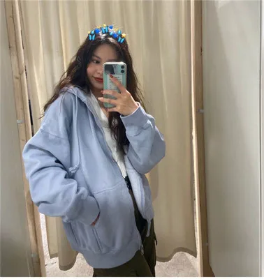 

Women's utumn gry round neck sweter women's tide loose Koren style lzy wind jcket long-sleeved tops ll-mtch