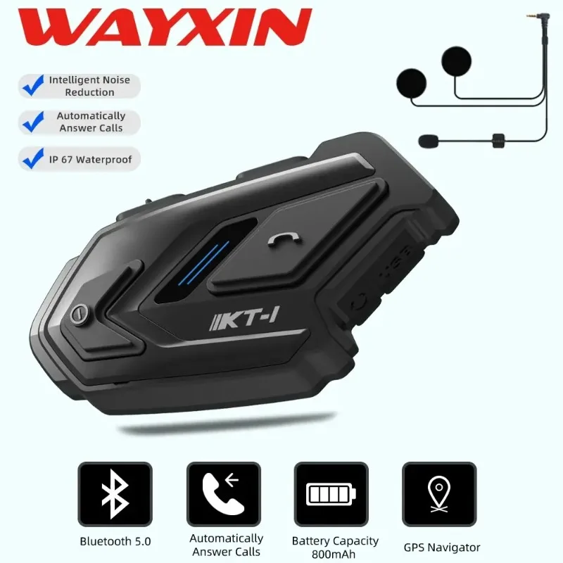 Гарнитура для мотоциклетного шлема WAYXIN Bluetooth 5 0 беспроводная система связи
