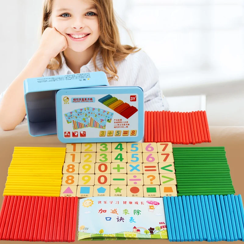 

Montessori Math Toys For Children Kids Early Educational Counting Wooden Sticker Number Cognition Birthday Gift Smart Games