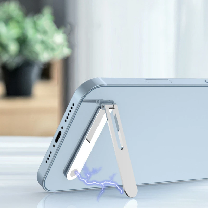 

Strong Magnetic Invisible L Shaped Metal Phone Holder Kickstand Mini Folding Desk Stand Mount for iPhone Samsung Xiaomi Google
