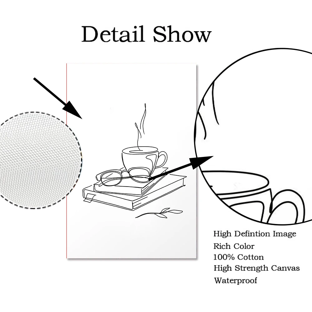 Кофейная абстрактная девушка Книга линия рисунок Художественная печать черный