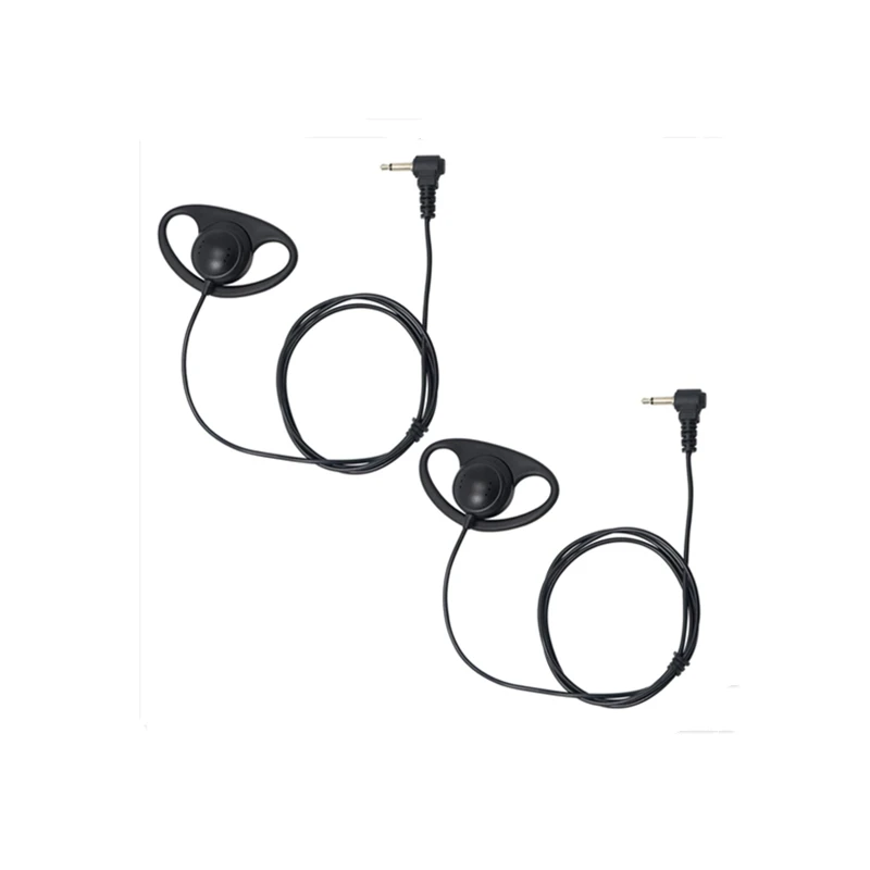 3.5mm Listen Only Earpiece, Soft Rubber D Shape Earhook 1 Pin Headset Earpiece for Two Way Radios Speaker Mics (Pack of 2)