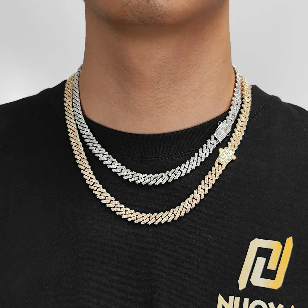 Фото Цепочка в стиле хип-хоп Cuban Link 8 мм, 2 ряда, тонкая, с подвеской из фианитов, для мужчин и женщин №3