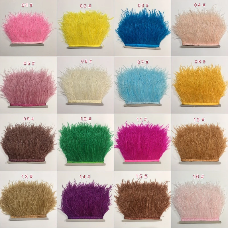 

10Yards Natural Ostrich Feather Trims Ribbon Length 10-15cm Feathers Trim Fringe DIY Costumes Sewing Clothing Accessories