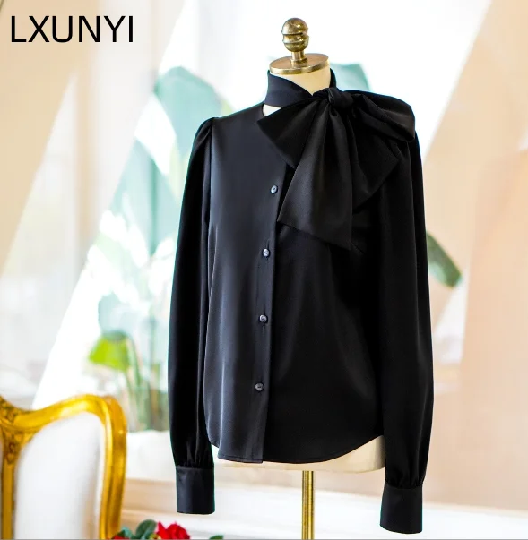 

LXUNYI роскошные дизайнерские женские рубашки с длинным рукавом корейская мода 2023 официальная элегантная бандажная профессиональная рубашка женские топы
