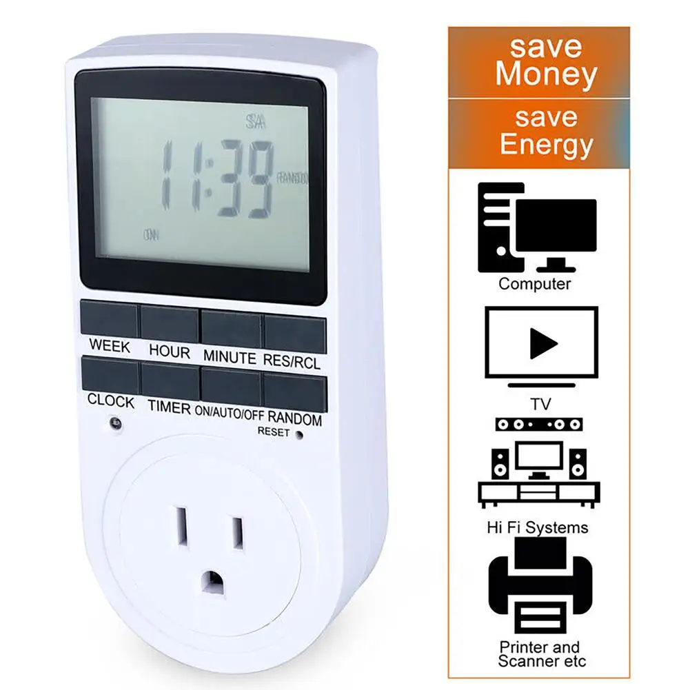 

120v 15a Timer Switch 7 Day Programmable With Lcd Digital Display For Household Appliances (us Plug )