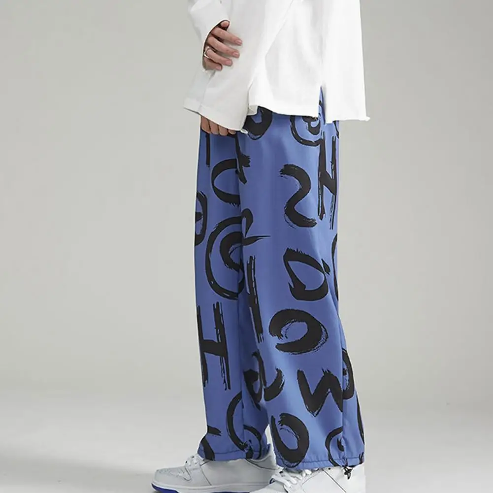 

Youth Sweatpants Trendy Printed Mid-rise Trousers Relaxed Fit Ankle Tied Youth Pants