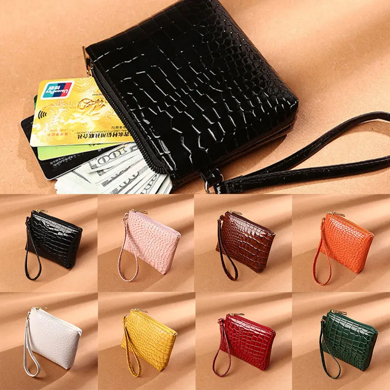 

Crocodile Pattern Coin Purse Mini Wallet Female Leather Card Holder Solid Color Retro Wallet Small Bag Coin Pouch Bag Girls Gift