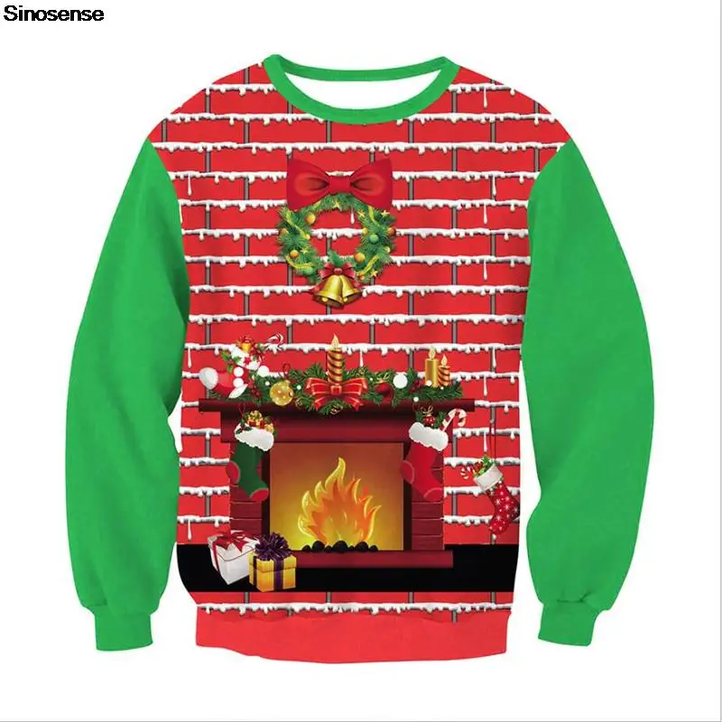 

Men Women Ugly Christmas Sweater 3D Christmas Bells Socks Printed Funny Hilarious Holiday Sweatshirt Pullover Xmas Jumpers Tops