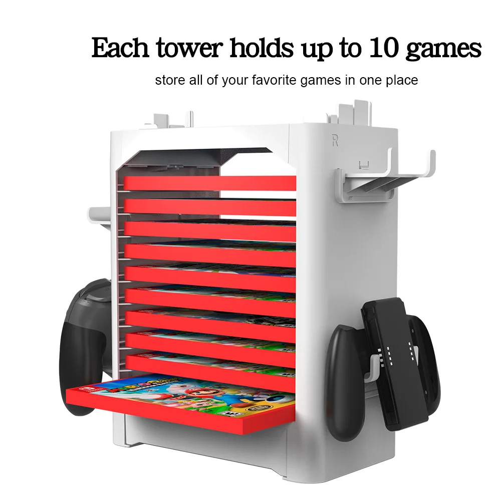 

For Nintend Switch OLED Games Storage Tower Stand Controller Holder 10 Game Slot for Nintendo Switch Oled Console Accessories