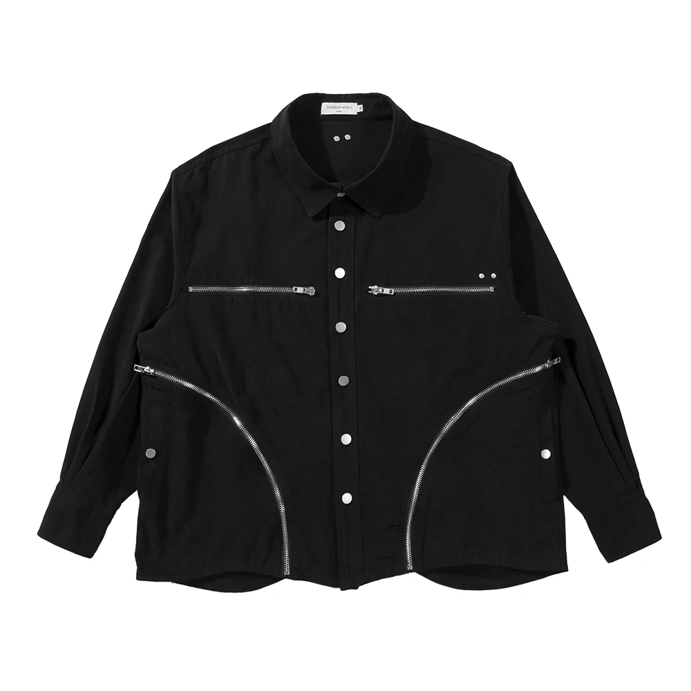 

Мужская однобортная куртка на молнии с карманами в стиле сафари