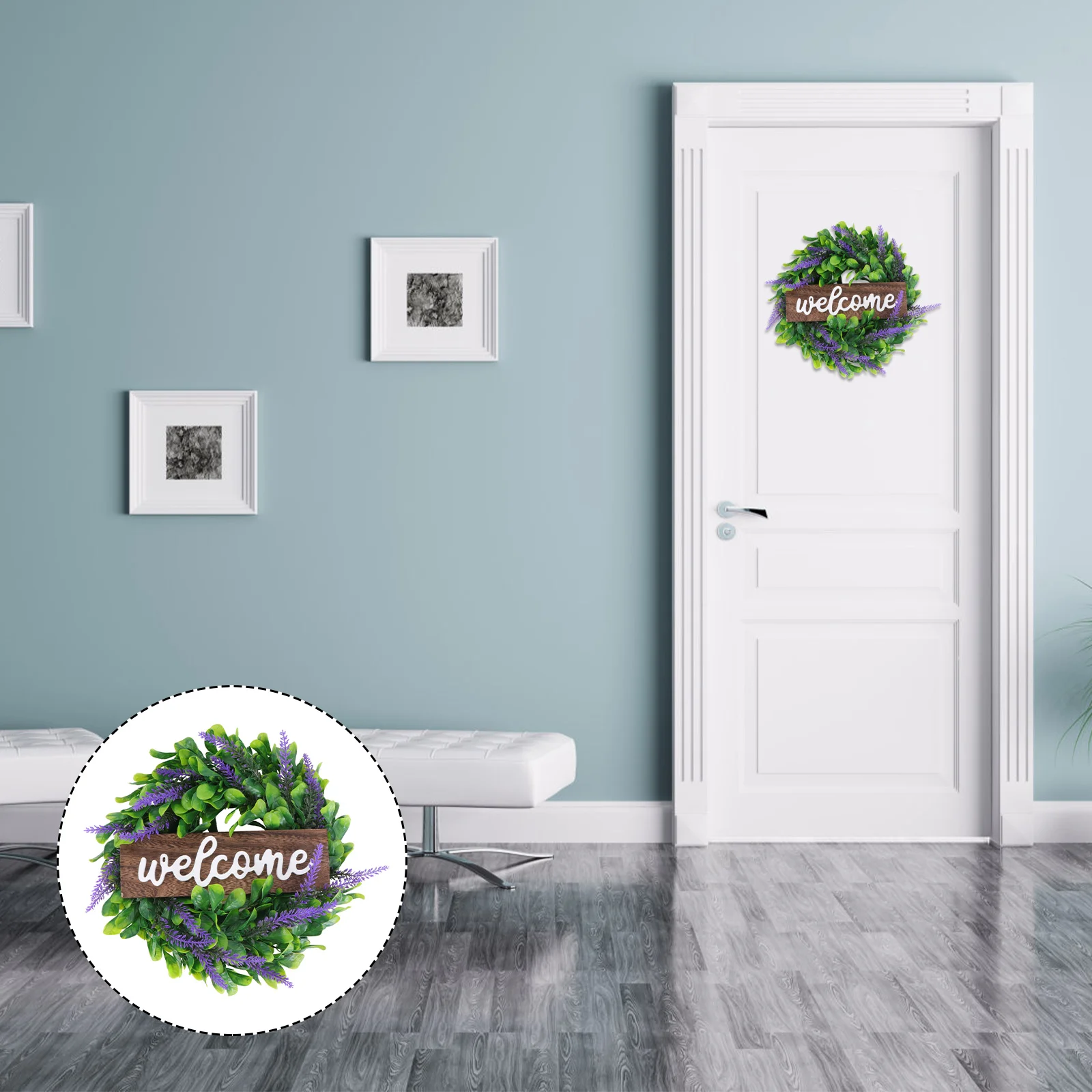 

1Pc Emulation Lavender Door Wreath Welcome Door Sign Christmas Garland Christmas Hanging Ornament Christmas Wreath Decorations
