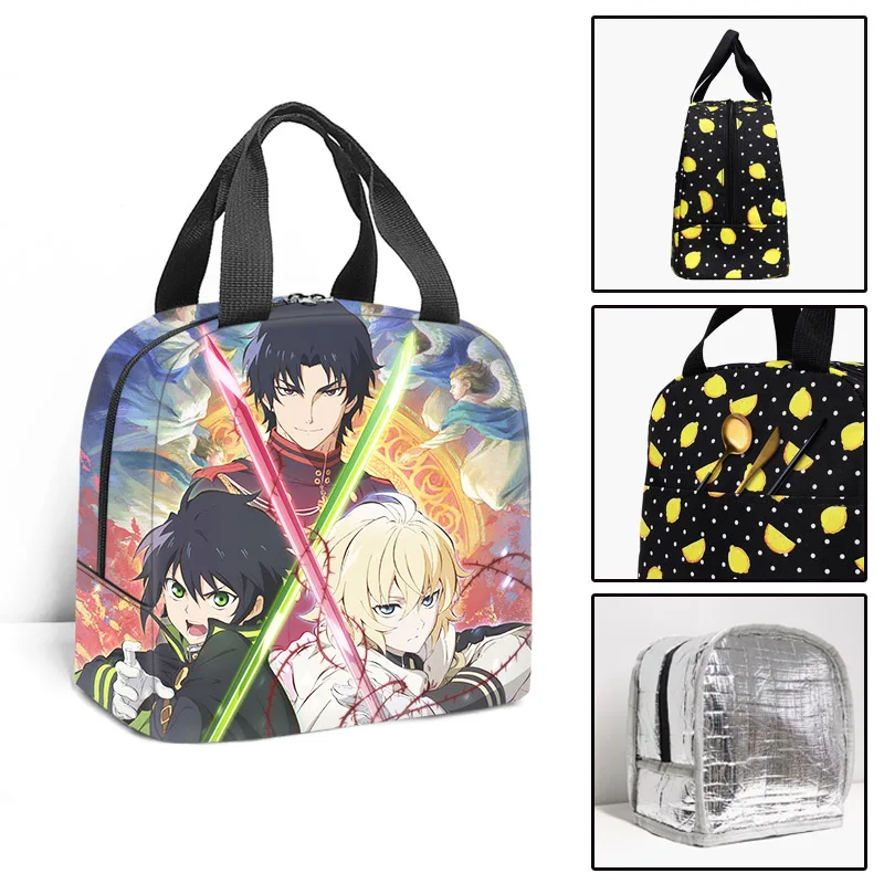 Seraph Of The End Insulated Lunch Bags Women Men Work Tote Food Case Cooler Warm Bento Box Student Lunch Box for School