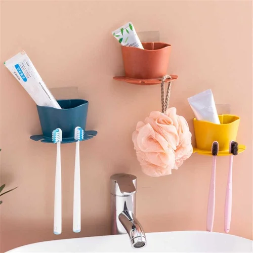 

1 Pc Punch-free Toothbrush Toothpaste Holder Storage Rack Bathroom Organizer Accessories not Including Toothbrush and Toothpaste