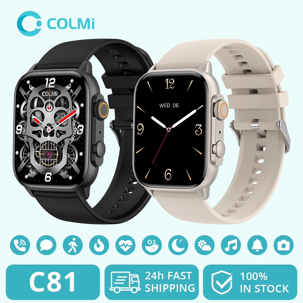 COLMI C81 2.0'' AMOLED Smartwatch Support AOD, 100 Sports Modes, IP68 Waterproof Smart Watch Men Women PK Ultra Series 8