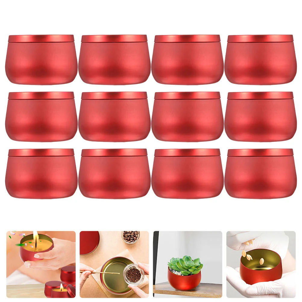 

12 Pcs Belly Storage Jar Travel Containers Beaded Craft Cases Tinplate Tins Can Cans Round Sealed Canisters
