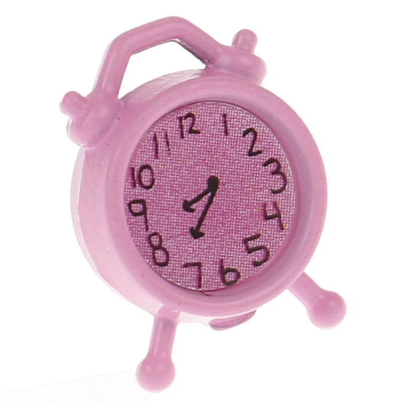 

1pcs 1:12 Scale Mini Pink Alarm Clock Mini Home Decoration Dollhouse Miniature Toy Doll Kitchen Living Room Accessories