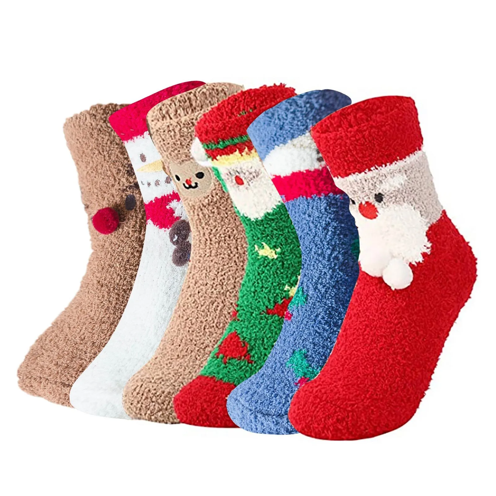 

12 носков для женщин; Носки для мальчиков-подростков; Коралловые рождественские домашние пары; 3 из 6 флисовых носков