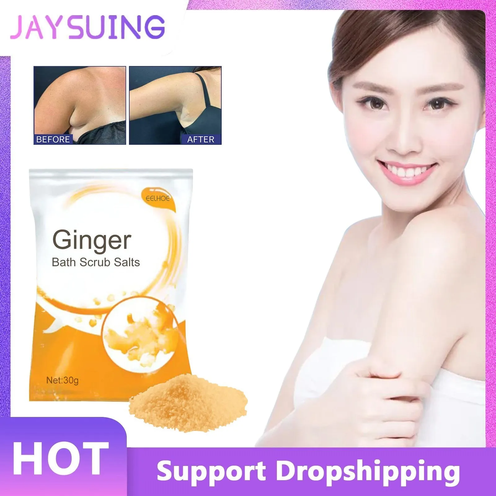 

Bath Scrub Salts Ginger Dredging Improve Lymph Swelling Exfoliating Moisturizing Removal Dead Skin Body Massage Bath Salt Lotion