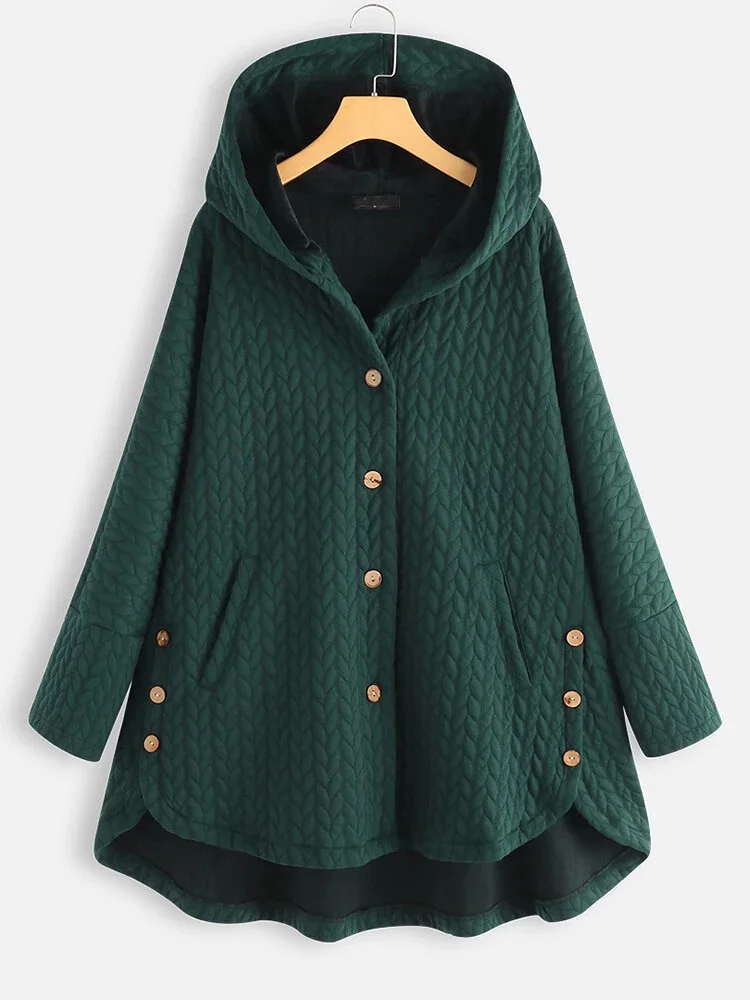 2022 Womens Winter Jacket Coat Fashion Women Button Mid-Length Coat For Spring Fall Solid Color Long Sleeve Hooded Coat Dropship