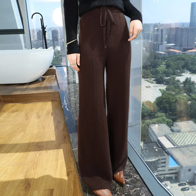 100% норковые кашемировые женские брюки с широкими штанинами осень и зима Новая