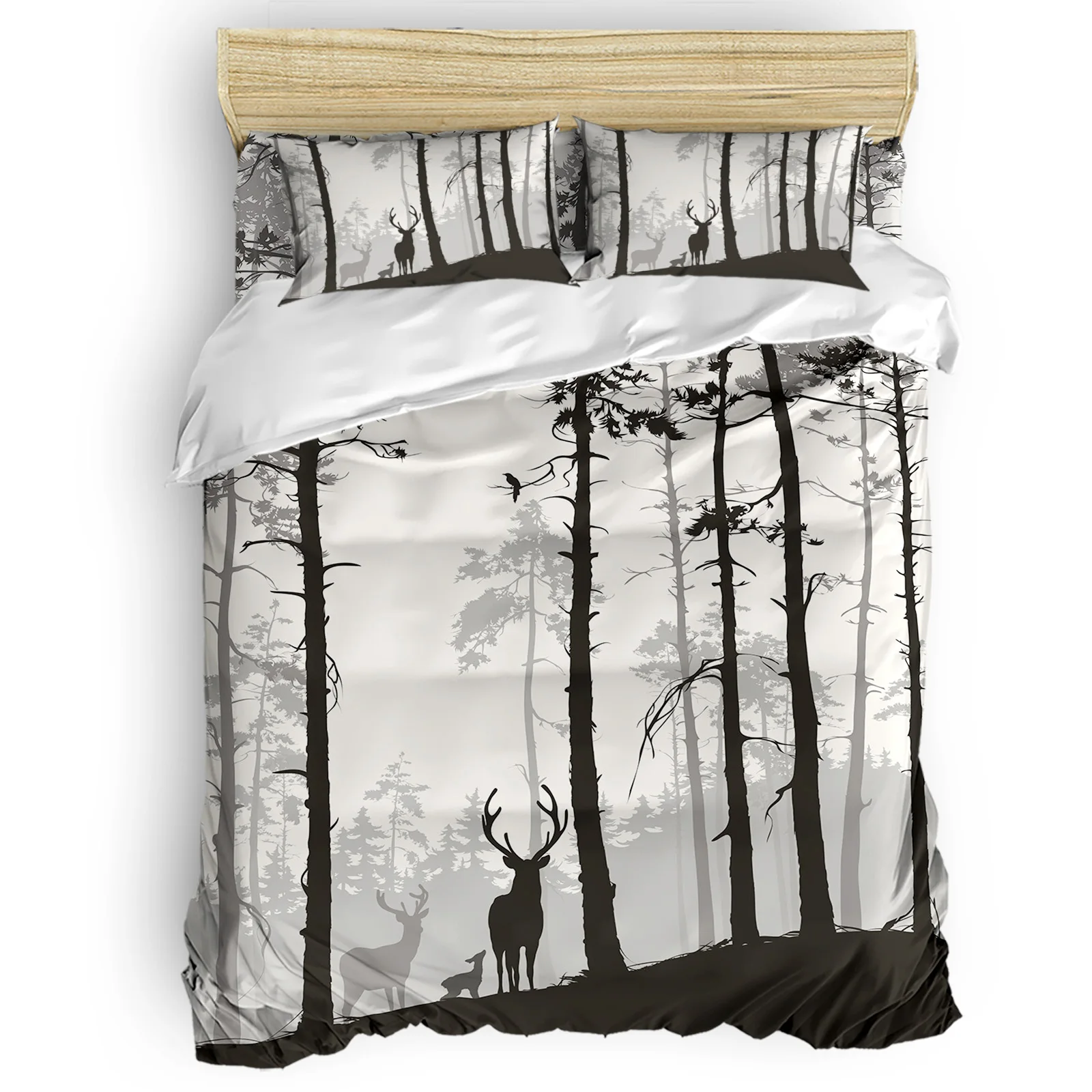 

Silhouette Reindeer Pine Tree Brown Comfortable Household Goods Bedroom Bed Luxury Duvet Cover 2/3/4 Pieces