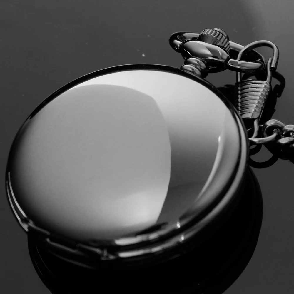 Black Double-Sided Open Classic Steampunk Mechanical Pocket Watch Retro Gentleman Analog Signal Clock Lady Jewelry Gift