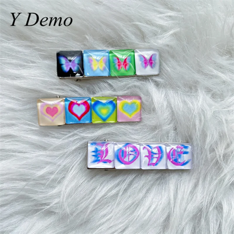 Y Demo 1 шт. Y2k Харадзюку зажим для волос с бабочкой и сердцем Женские повседневные