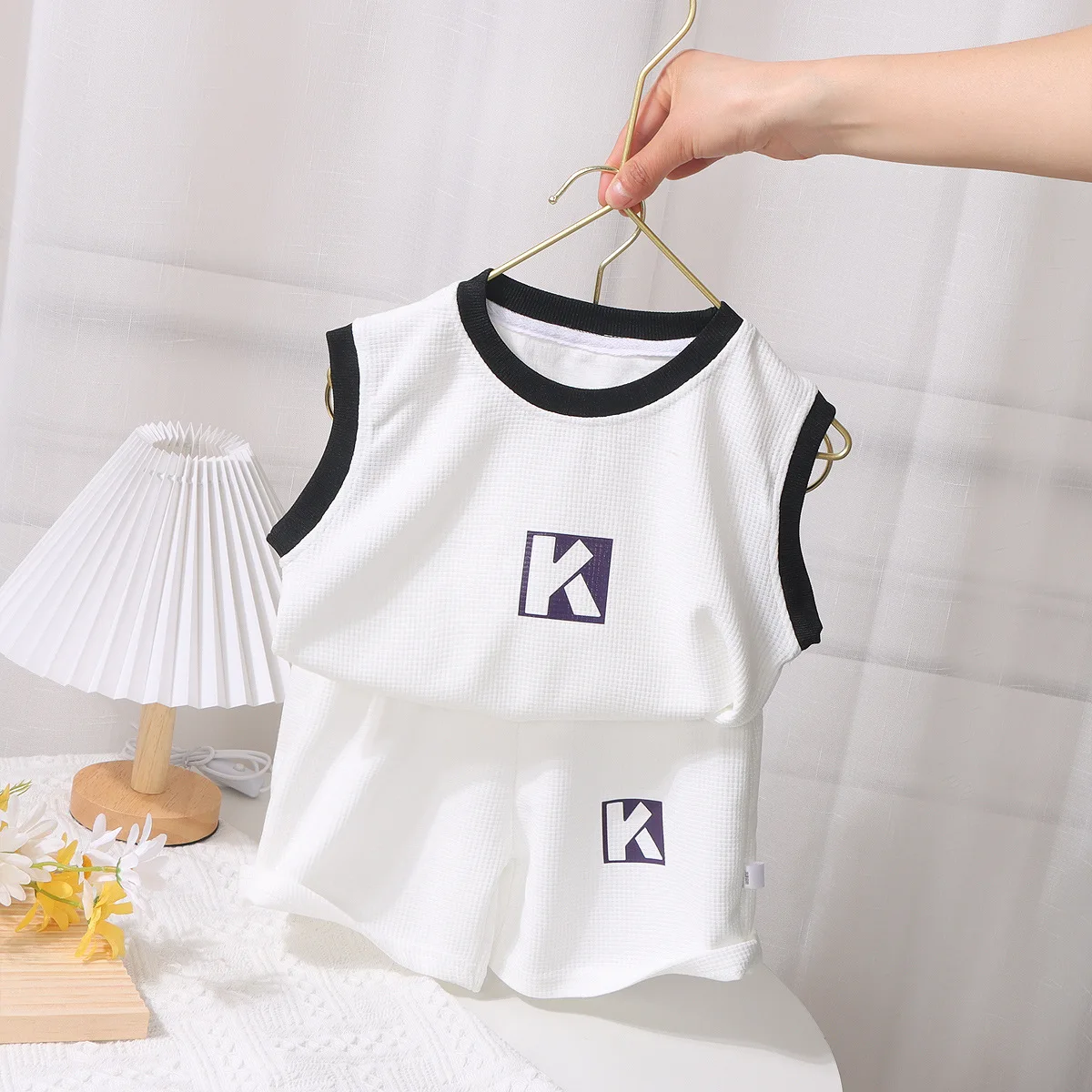 

Детский новый жилет, костюм с коротким рукавом, летний комплект из двух предметов